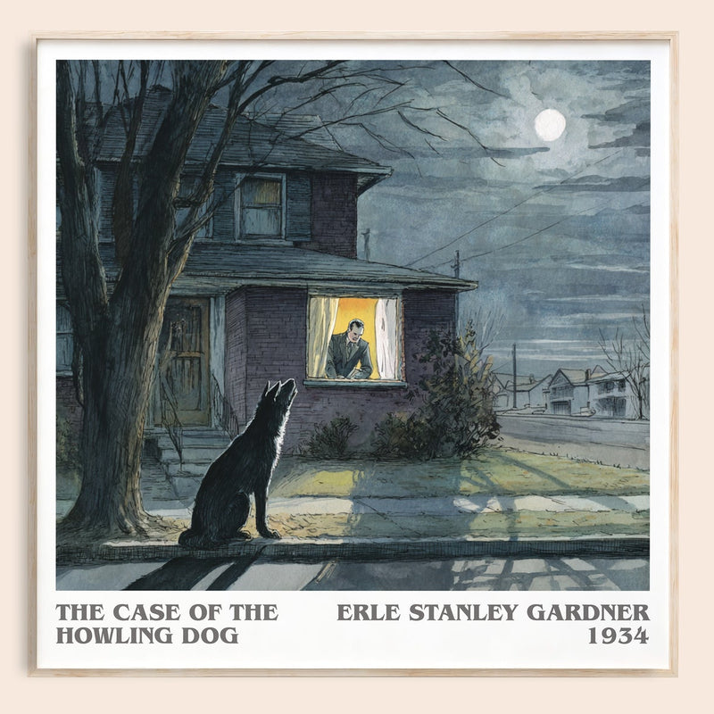 The Case of the Howling Dog literary book poster by Erle Stanley Gardner – framed literary art print
