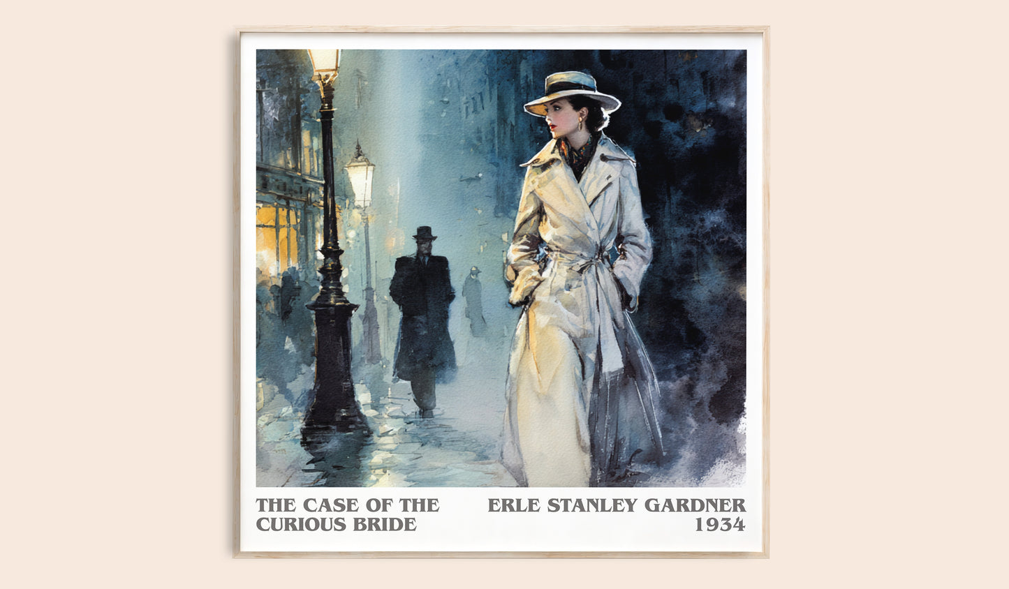 The Case of the Curious Bride literary book poster by Erle Stanley Gardner – framed literary art print