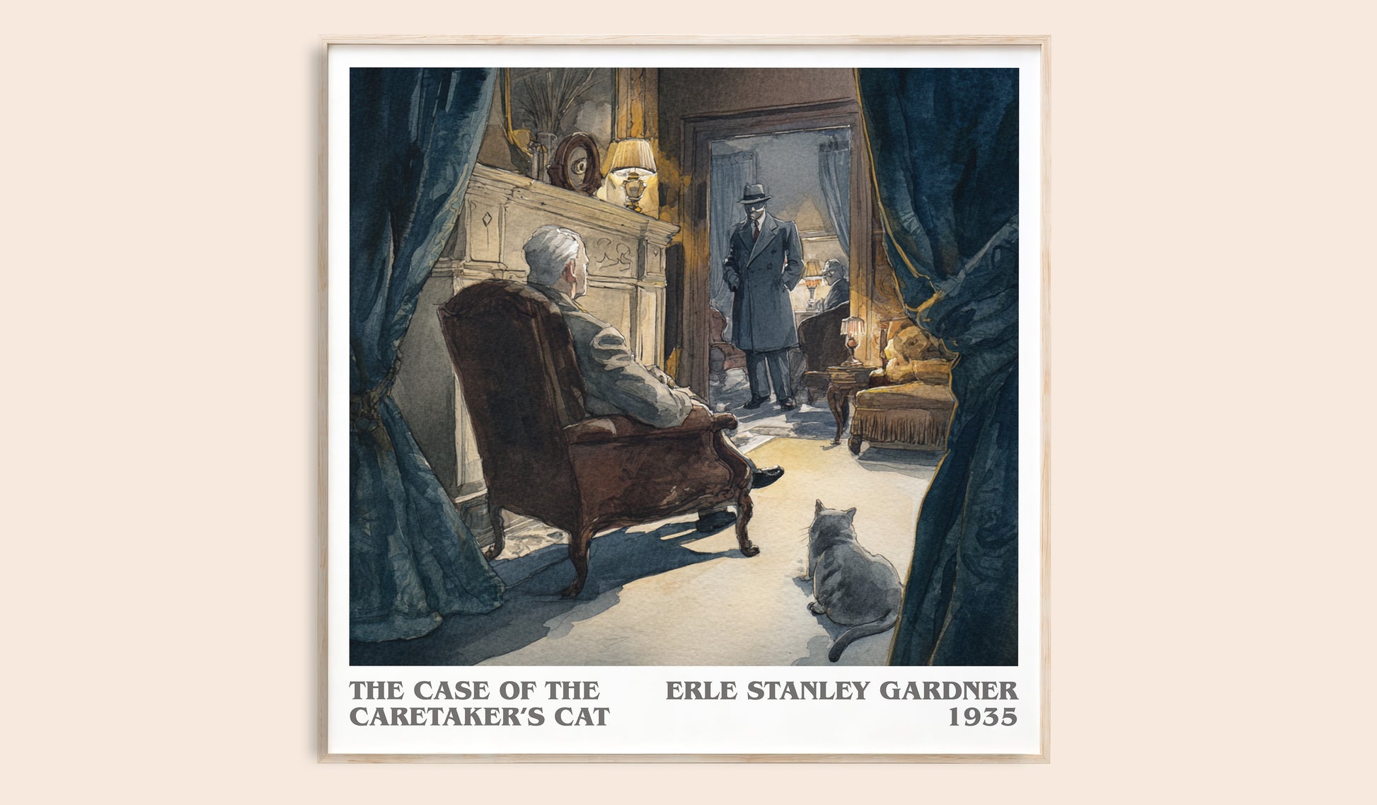 The Case of the Caretaker's Cat literary book poster by Erle Stanley Gardner – framed literary art print