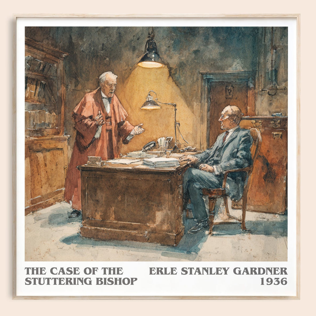 The Case of the Stuttering Bishop literary book poster by Erle Stanley Gardner – framed literary art print