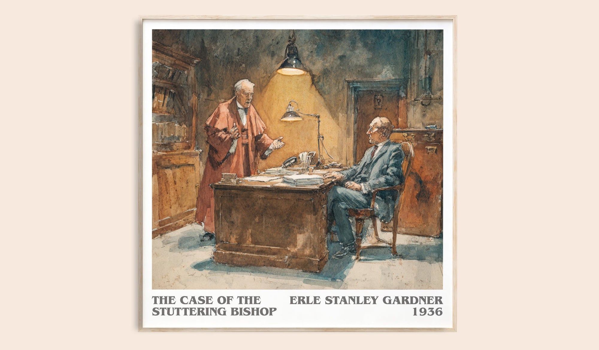 The Case of the Stuttering Bishop literary book poster by Erle Stanley Gardner – framed literary art print