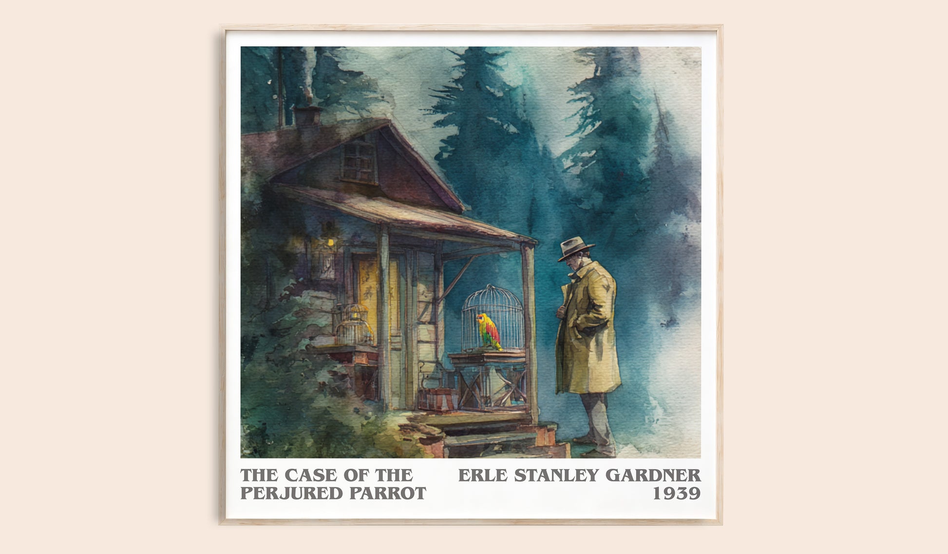 The Case Of The Perjured Parrot literary book poster by Erle Stanley Gardner – framed literary art print
