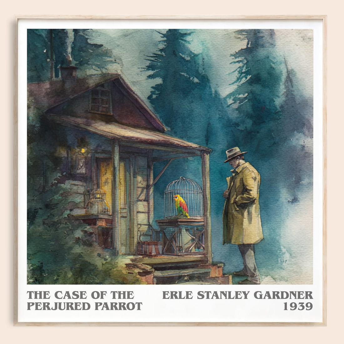 The Case Of The Perjured Parrot literary book poster by Erle Stanley Gardner – framed literary art print