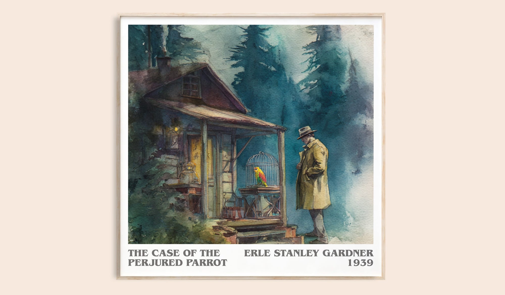The Case Of The Perjured Parrot literary book poster by Erle Stanley Gardner – framed literary art print