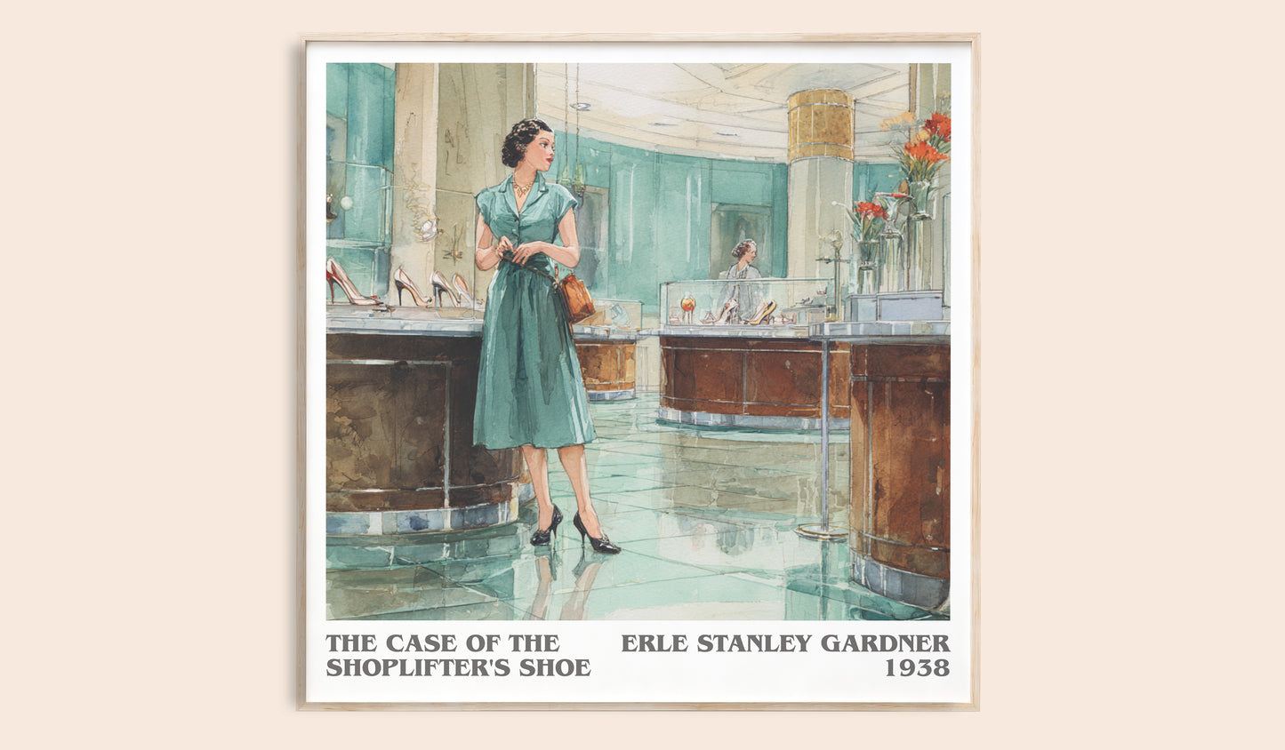 The Case of the Shoplifter's Shoe literary book poster by Erle Stanley Gardner – framed literary art print