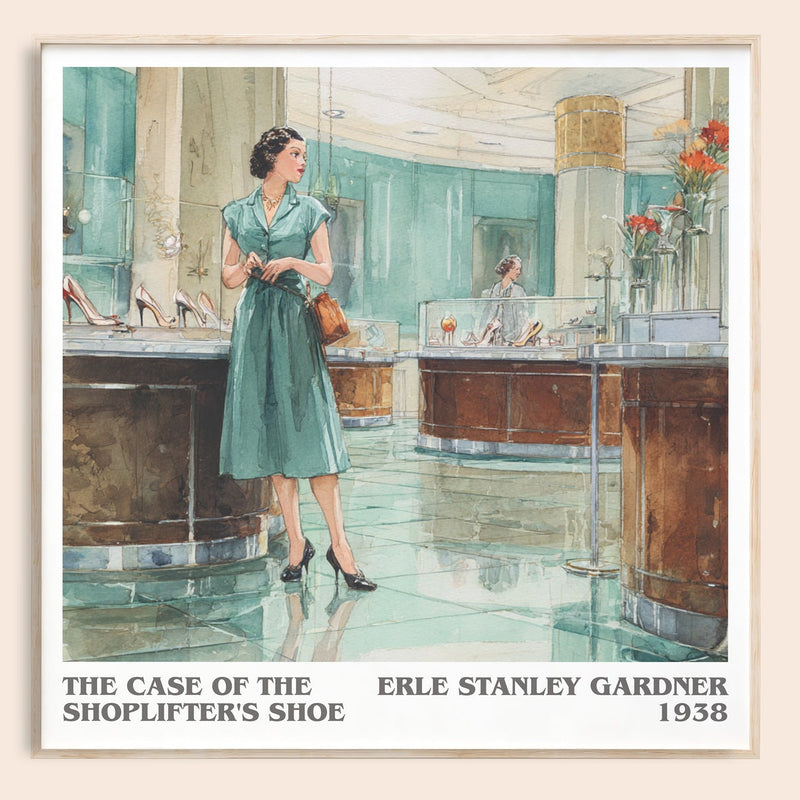 The Case of the Shoplifter's Shoe literary book poster by Erle Stanley Gardner – framed literary art print