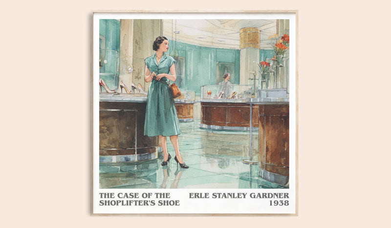 The Case of the Shoplifter's Shoe literary book poster by Erle Stanley Gardner – framed literary art print