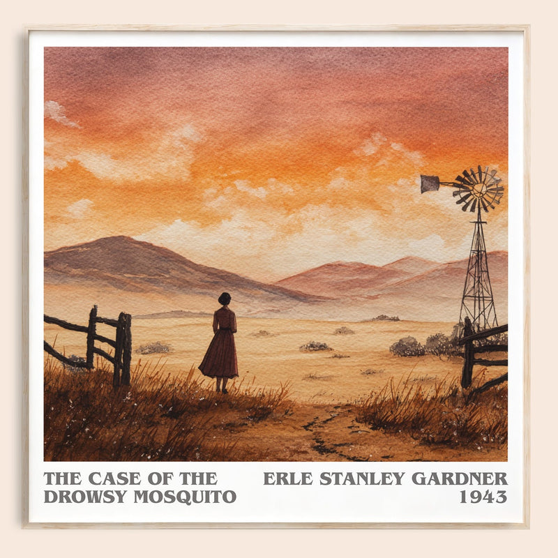 The Case of the Drowsy Mosquito literary book poster by Erle Stanley Gardner – framed literary art print