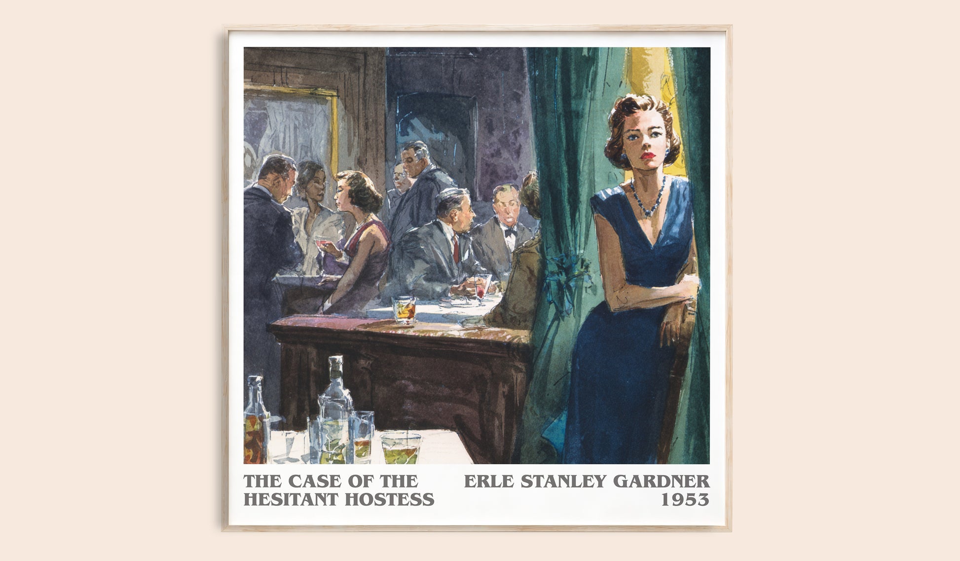 The Case of the Hesitant Hostess literary book poster by Erle Stanley Gardner – framed literary art print