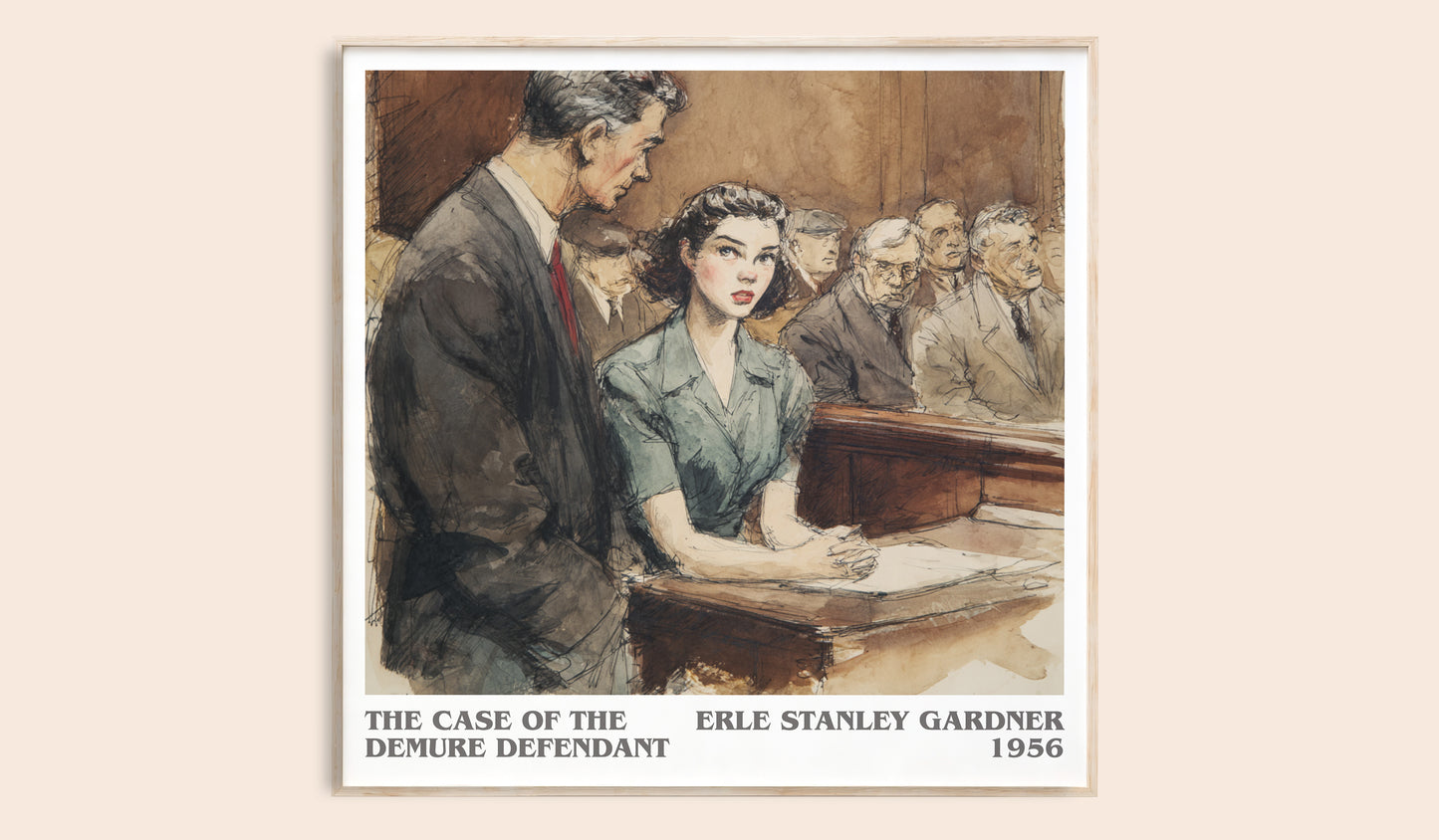 The Case of the Demure Defendant literary book poster by Erle Stanley Gardner – framed literary art print