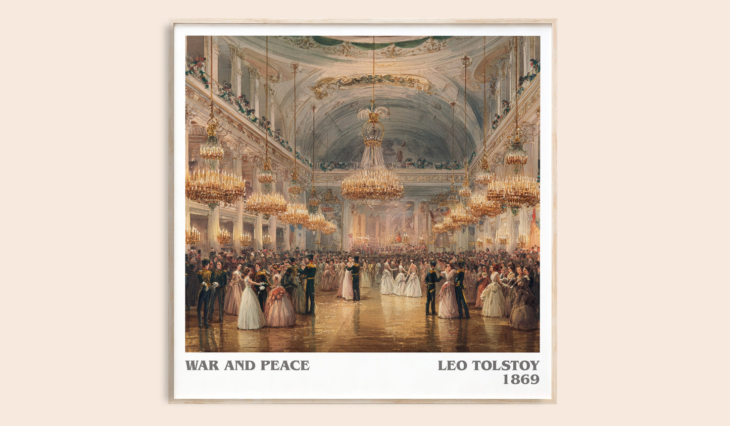 War and Peace literary book poster by Leo Tolstoi – framed literary art print