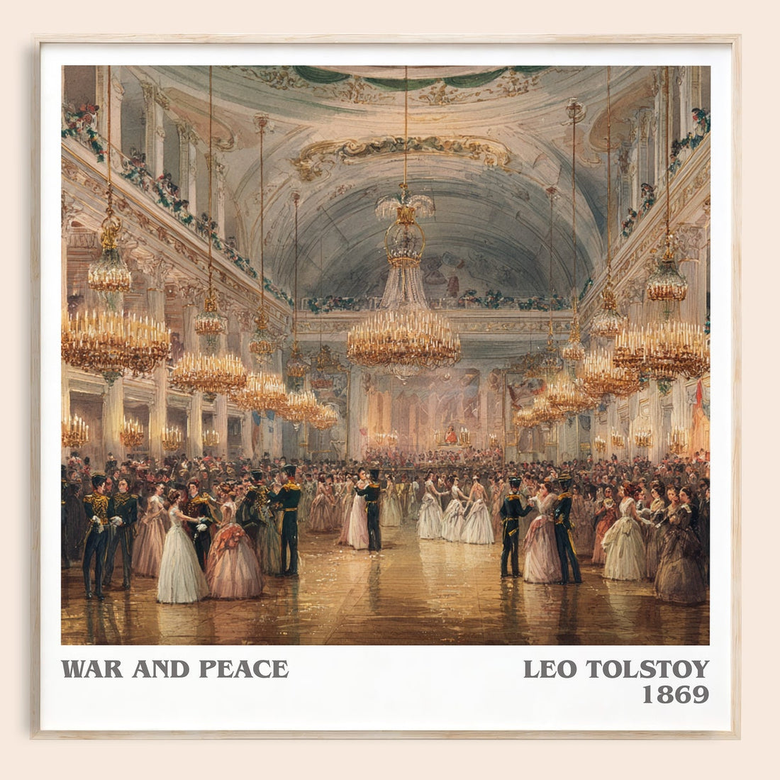 War and Peace literary book poster by Leo Tolstoi – framed literary art print