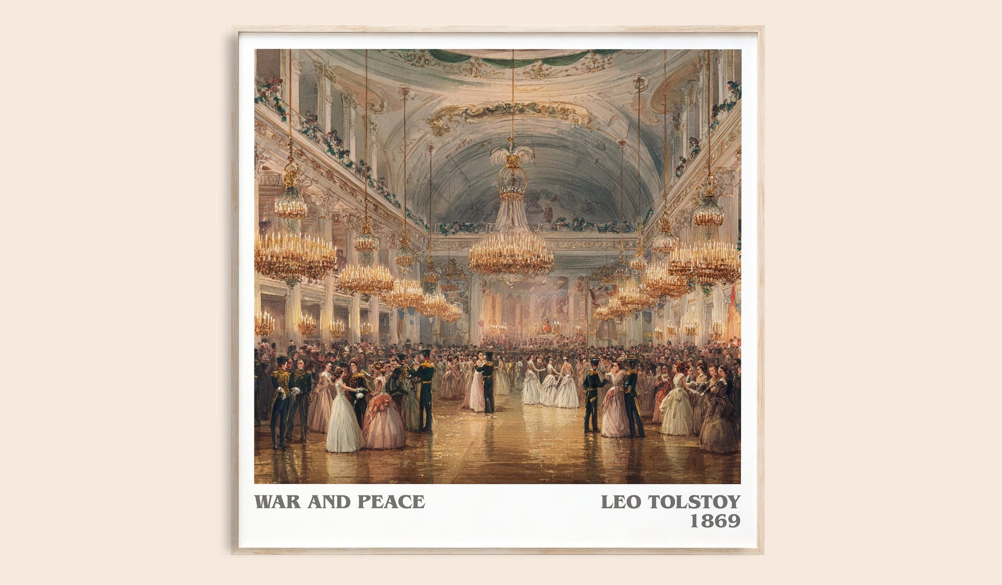 War and Peace literary book poster by Leo Tolstoi – framed literary art print