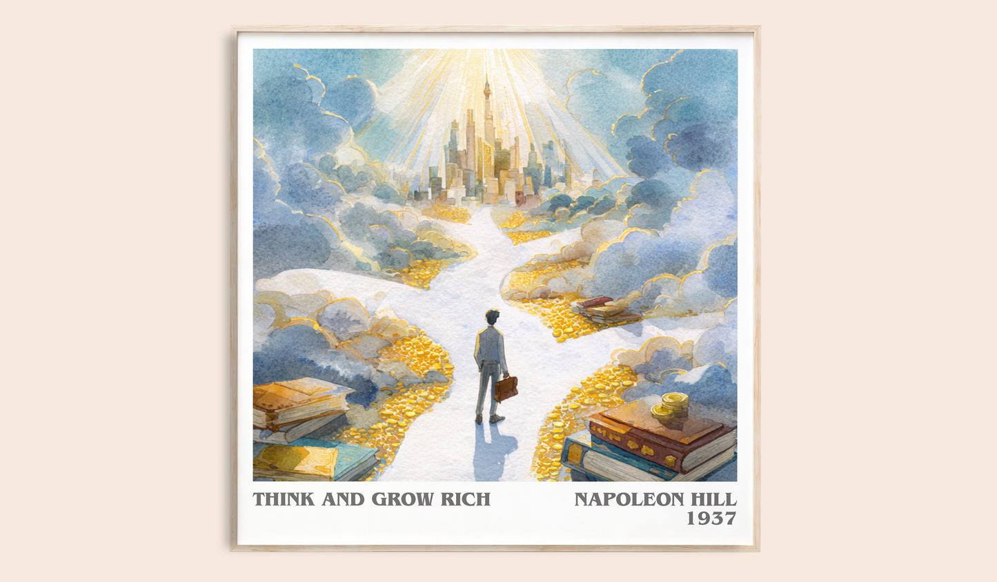 Think and Grow Rich literary book poster by Napoleon Hill – framed literary art print