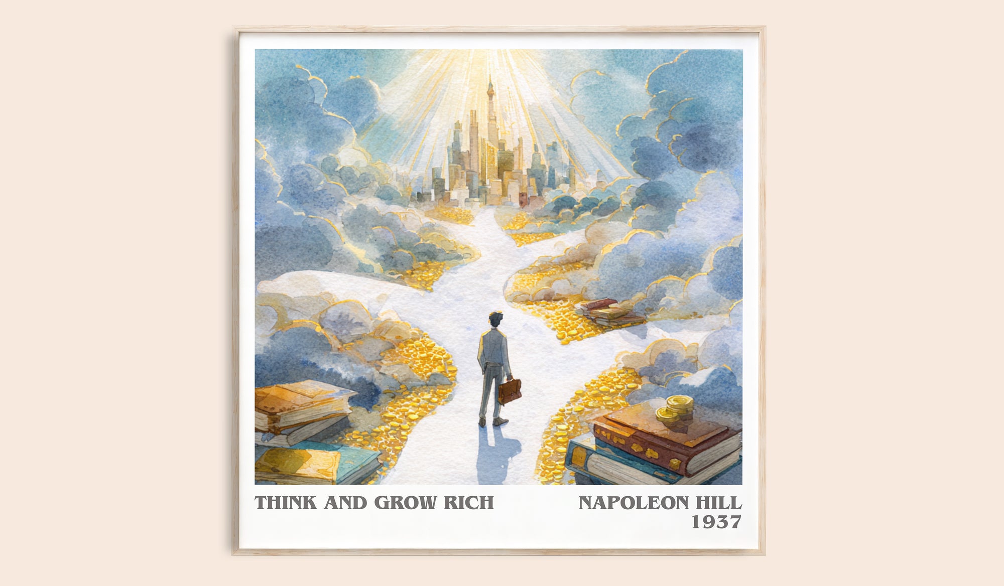 Think And Grow Rich by Napoleon Hill | 1937 | Square Bookish Poster | Inspired Fan Art Print | Free Delivery