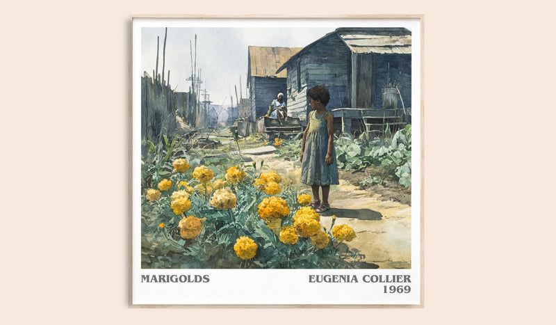 Marigolds literary book poster by Eugenia Collier – framed literary art print