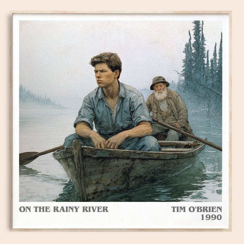 On The Rainy River literary book poster by Tim O'Brien – framed literary art print