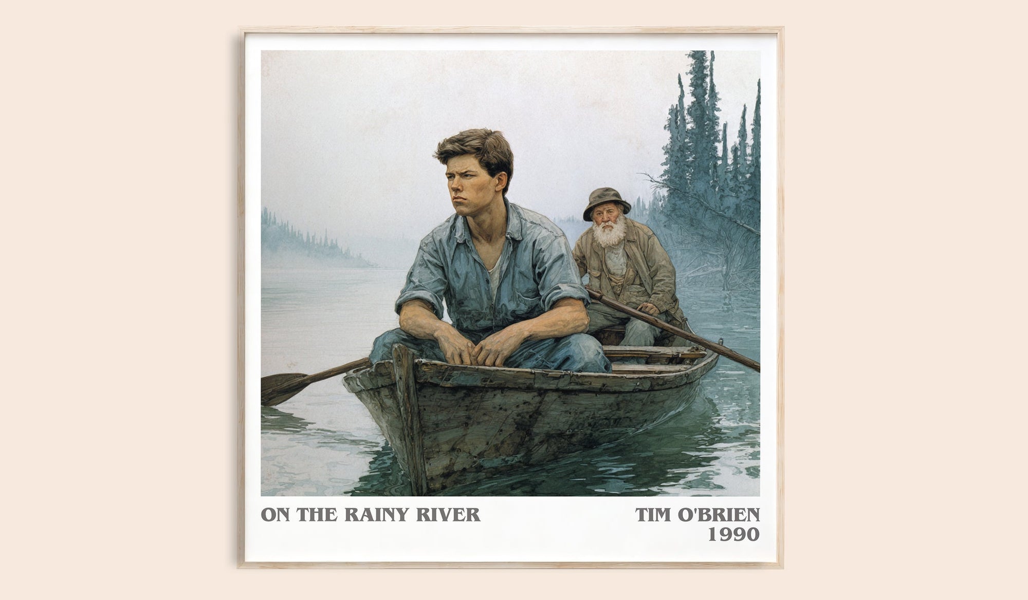 On The Rainy River literary book poster by Tim O'Brien – framed literary art print