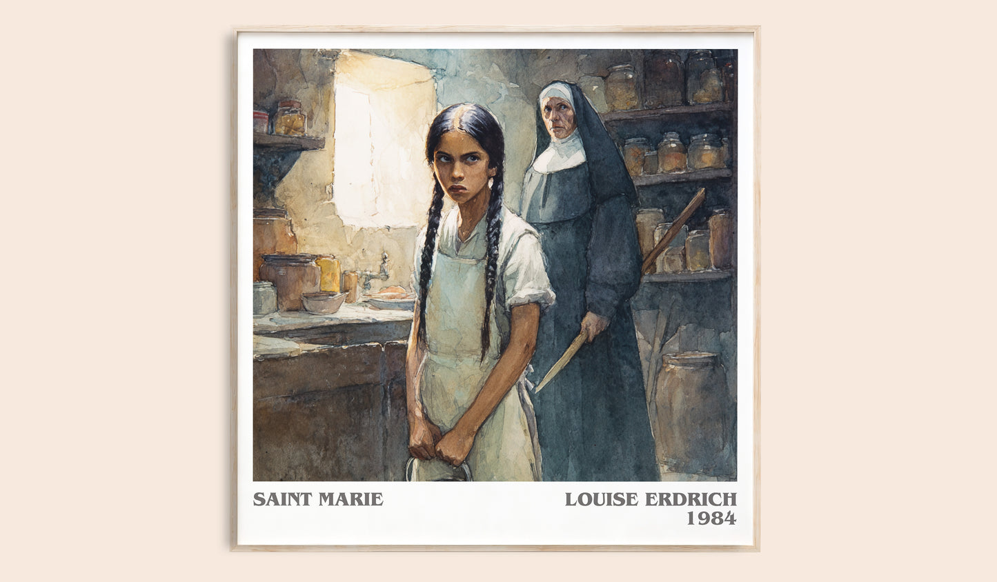 Saint Marie literary book poster by Louise Erdrich – framed literary art print