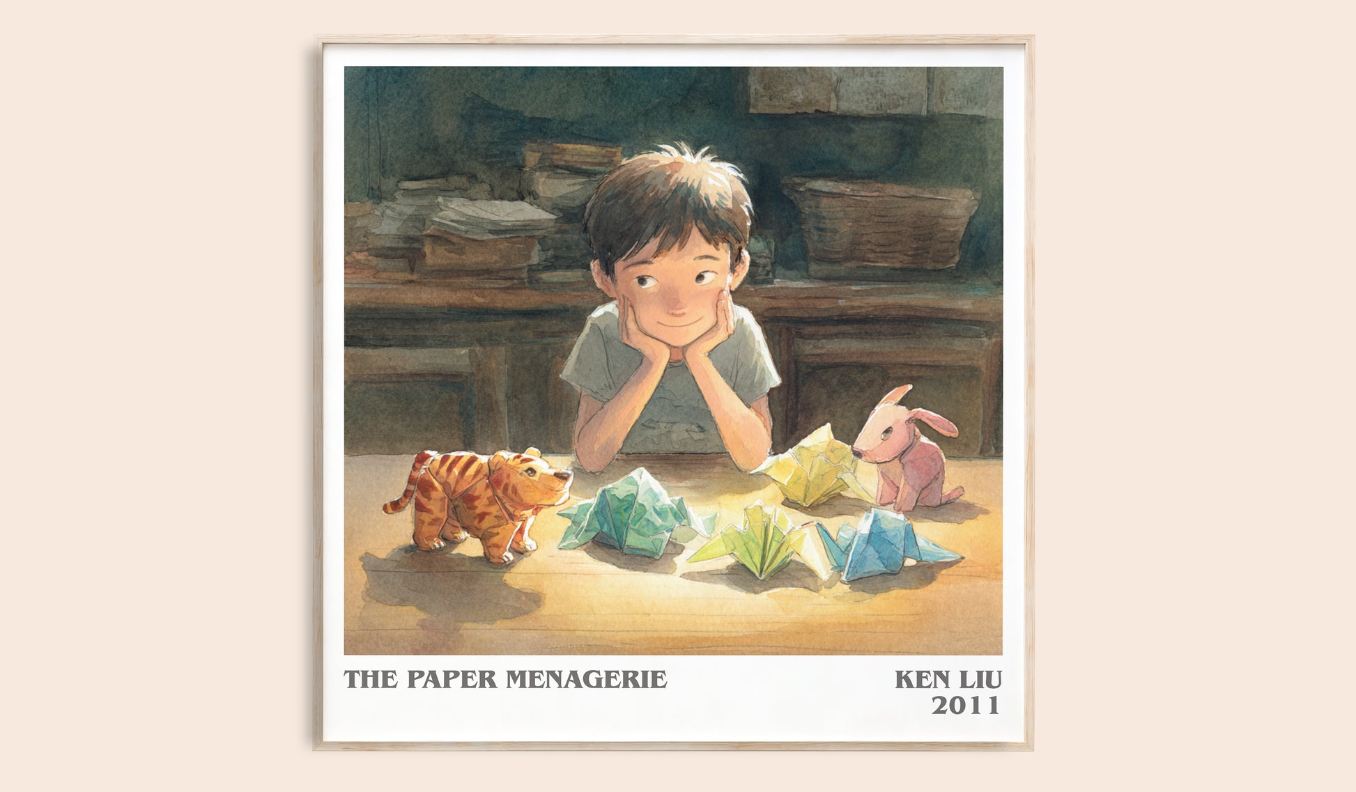 The Paper Menagerie literary book poster by Ken Liu – framed literary art print