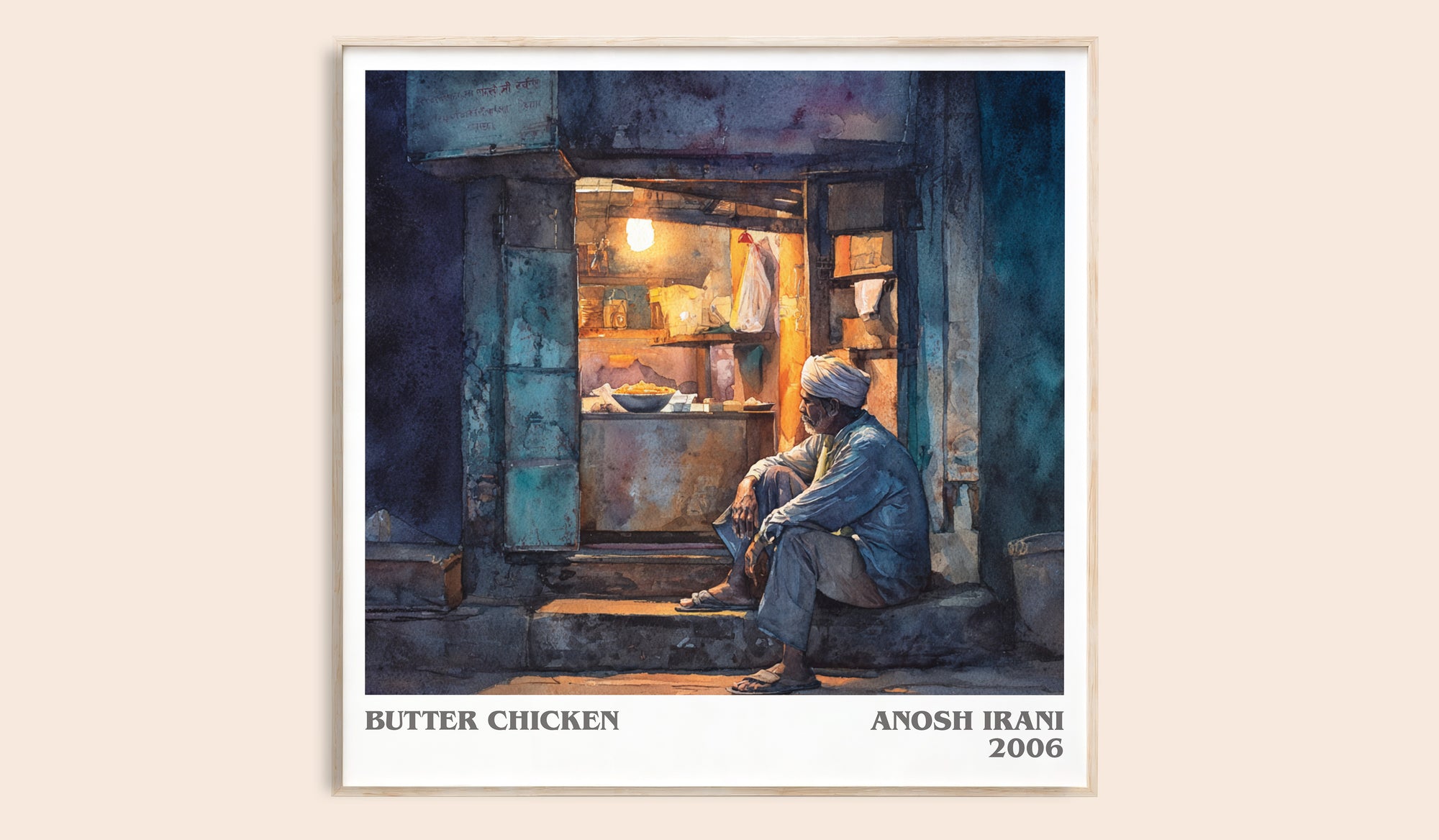 Butter Chicken literary book poster by Anosh Irani – framed literary art print