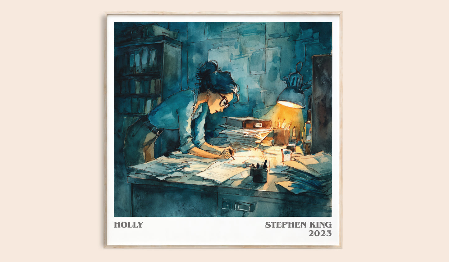 Holly literary book poster by Stephen King – framed literary art print
