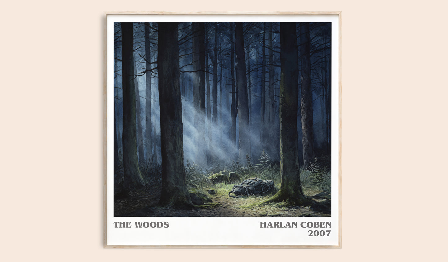 The Woods literary book poster by Harlan Coben – framed literary art print