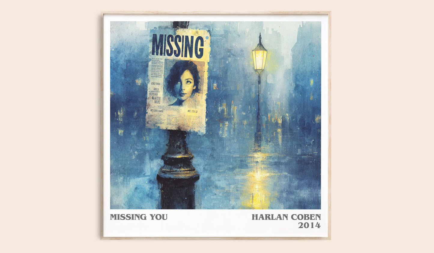 Missing You literary book poster by Harlan Coben – framed literary art print