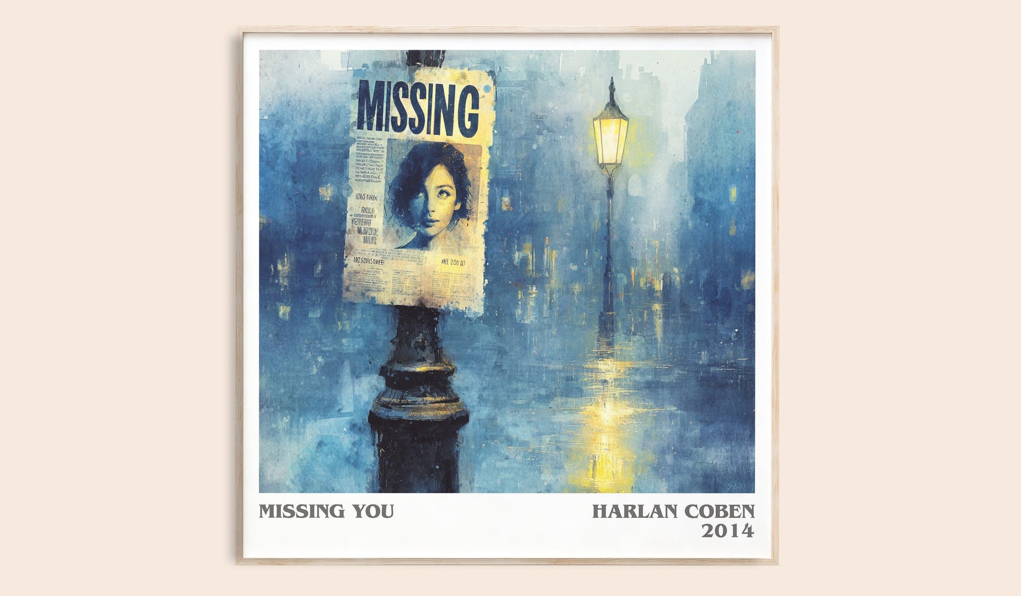 Missing You literary book poster by Harlan Coben – framed literary art print
