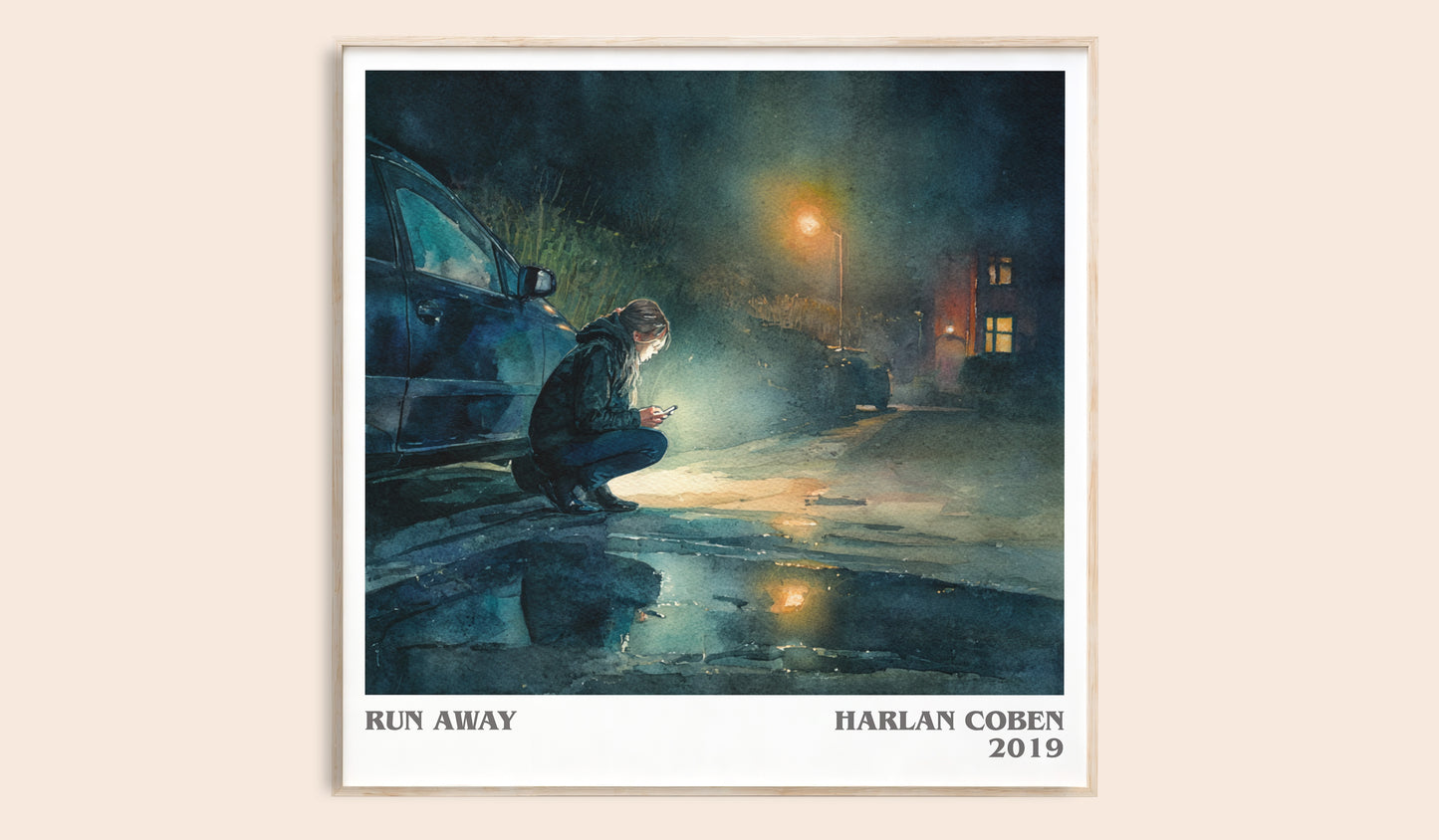 Run Away literary book poster by Harlan Coben – framed literary art print