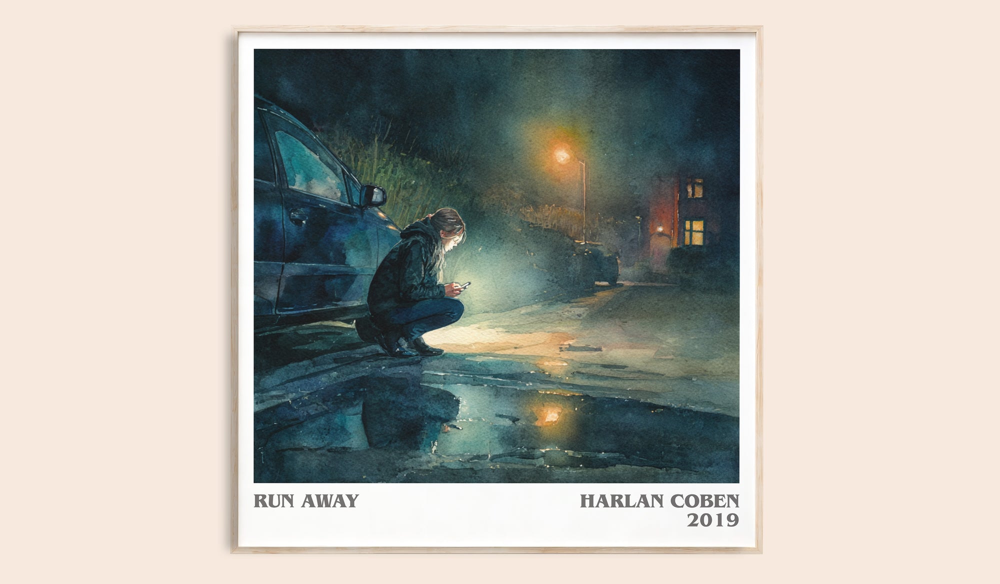 Run Away literary book poster by Harlan Coben – framed literary art print