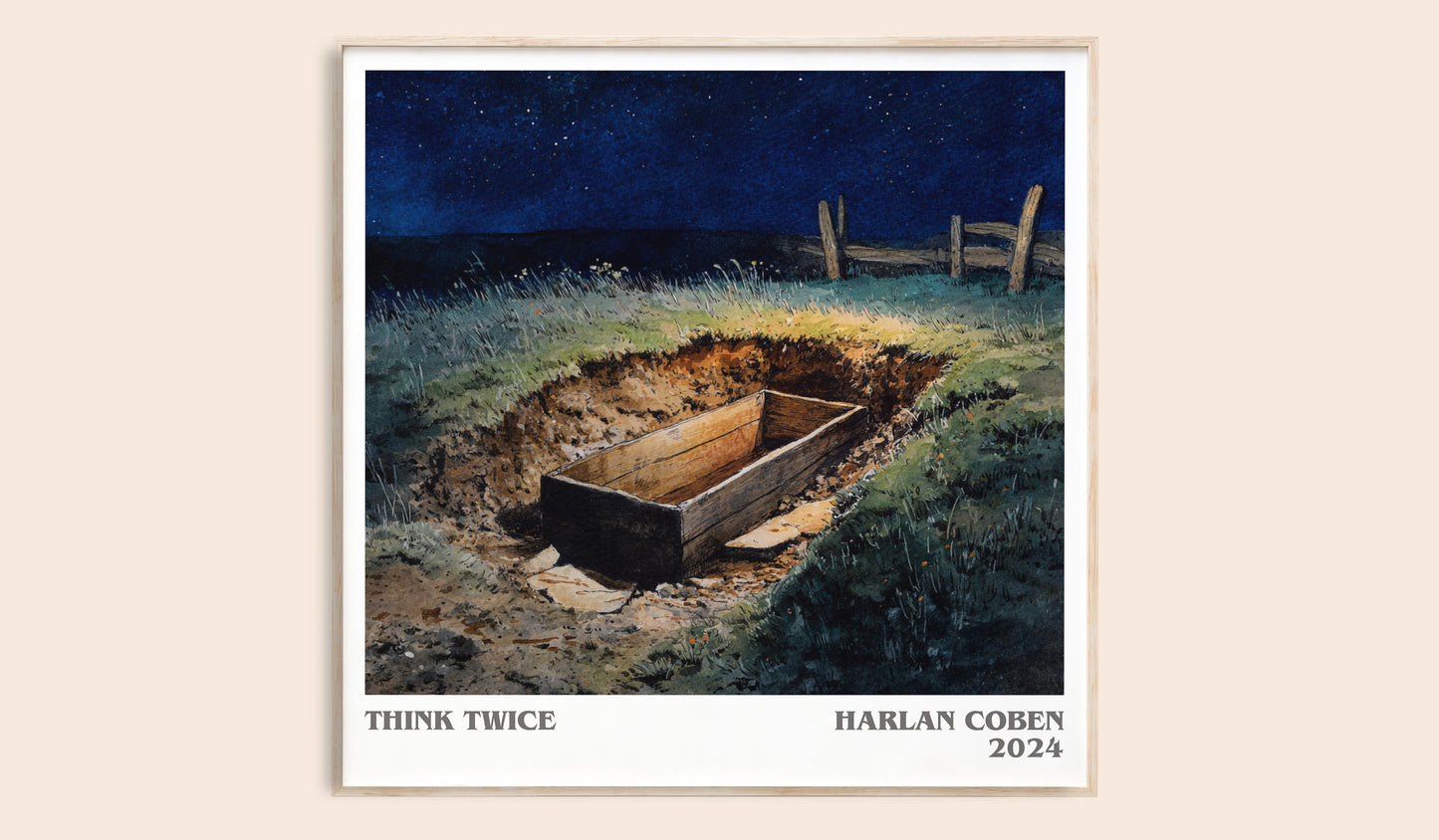 Think Twice literary book poster by Harlan Coben – framed literary art print