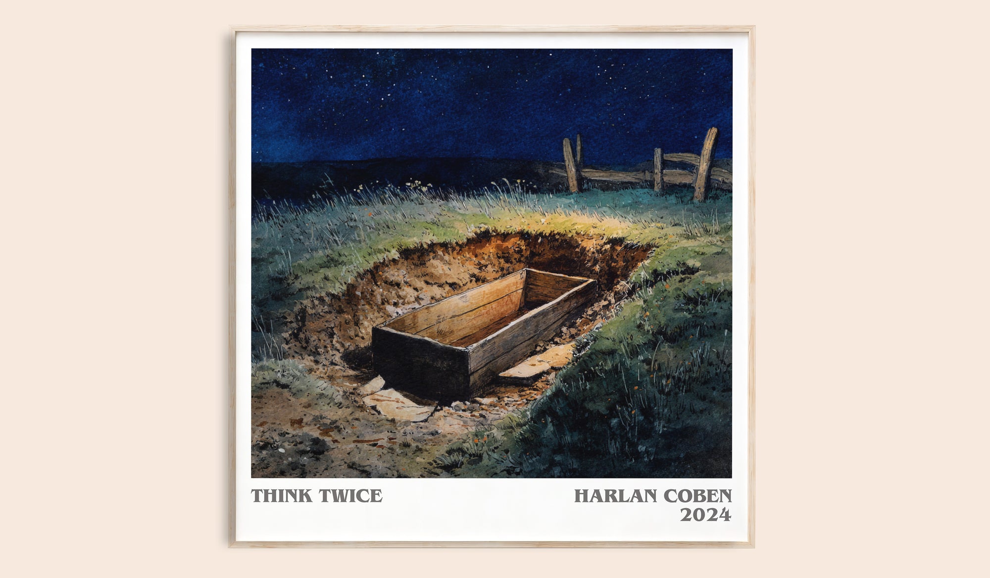 Think Twice literary book poster by Harlan Coben – framed literary art print