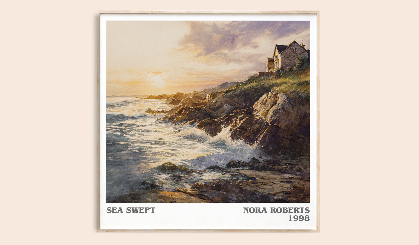 Sea Swept literary book poster by Nora Roberts – framed literary art print