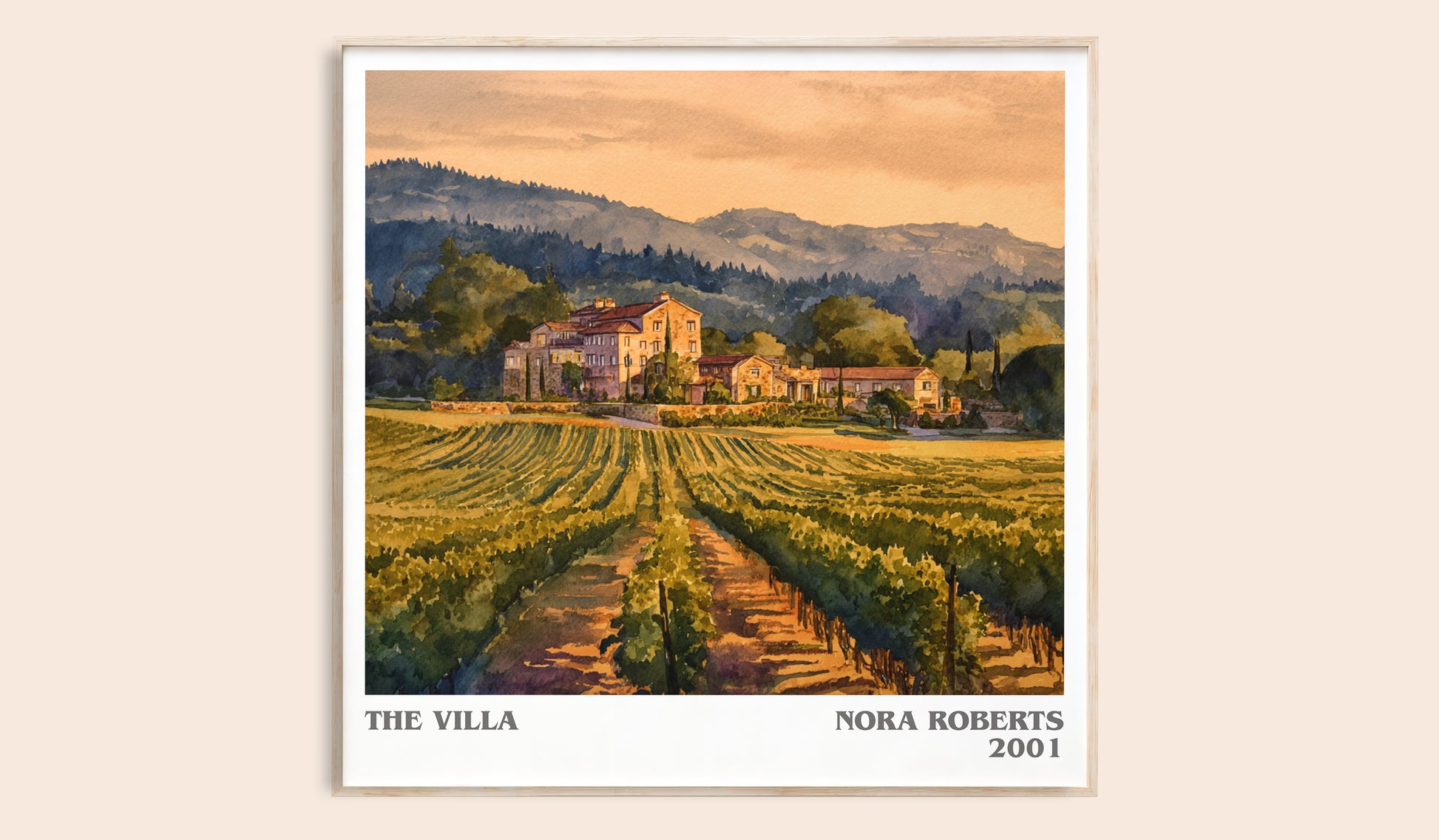 The Villa literary book poster by Nora Roberts – framed literary art print