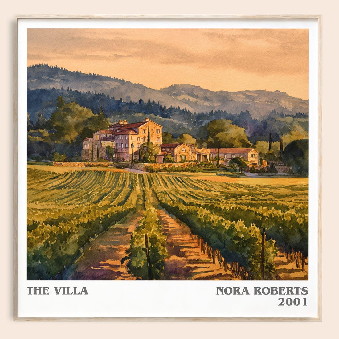 The Villa literary book poster by Nora Roberts – framed literary art print