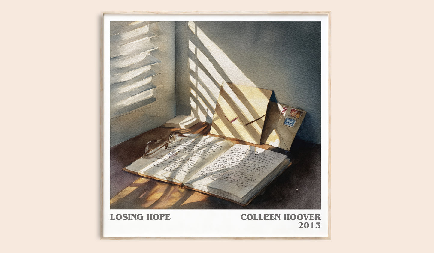 Losing Hope literary book poster by Colleen Hoover – framed literary art print