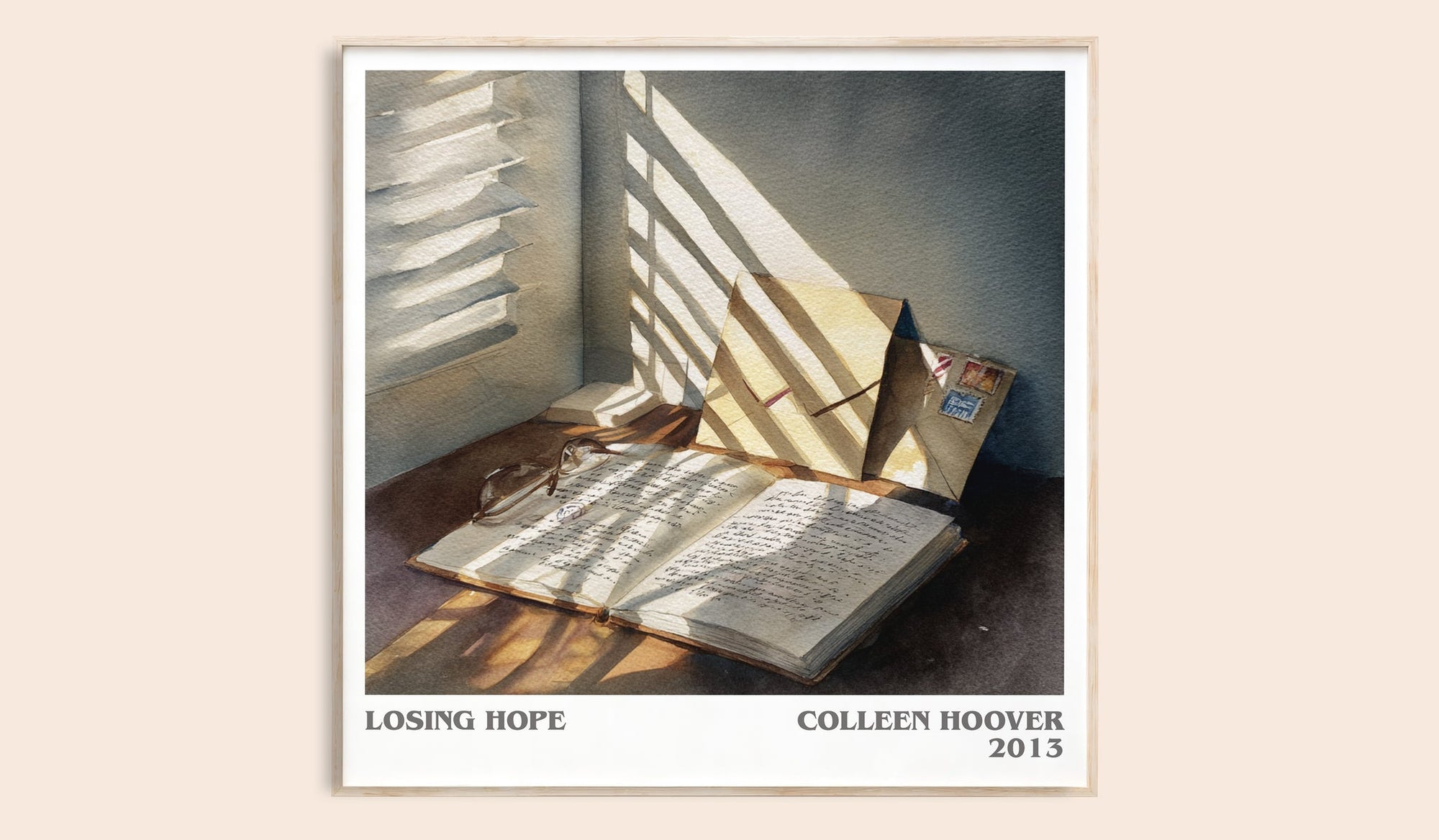 Losing Hope literary book poster by Colleen Hoover – framed literary art print