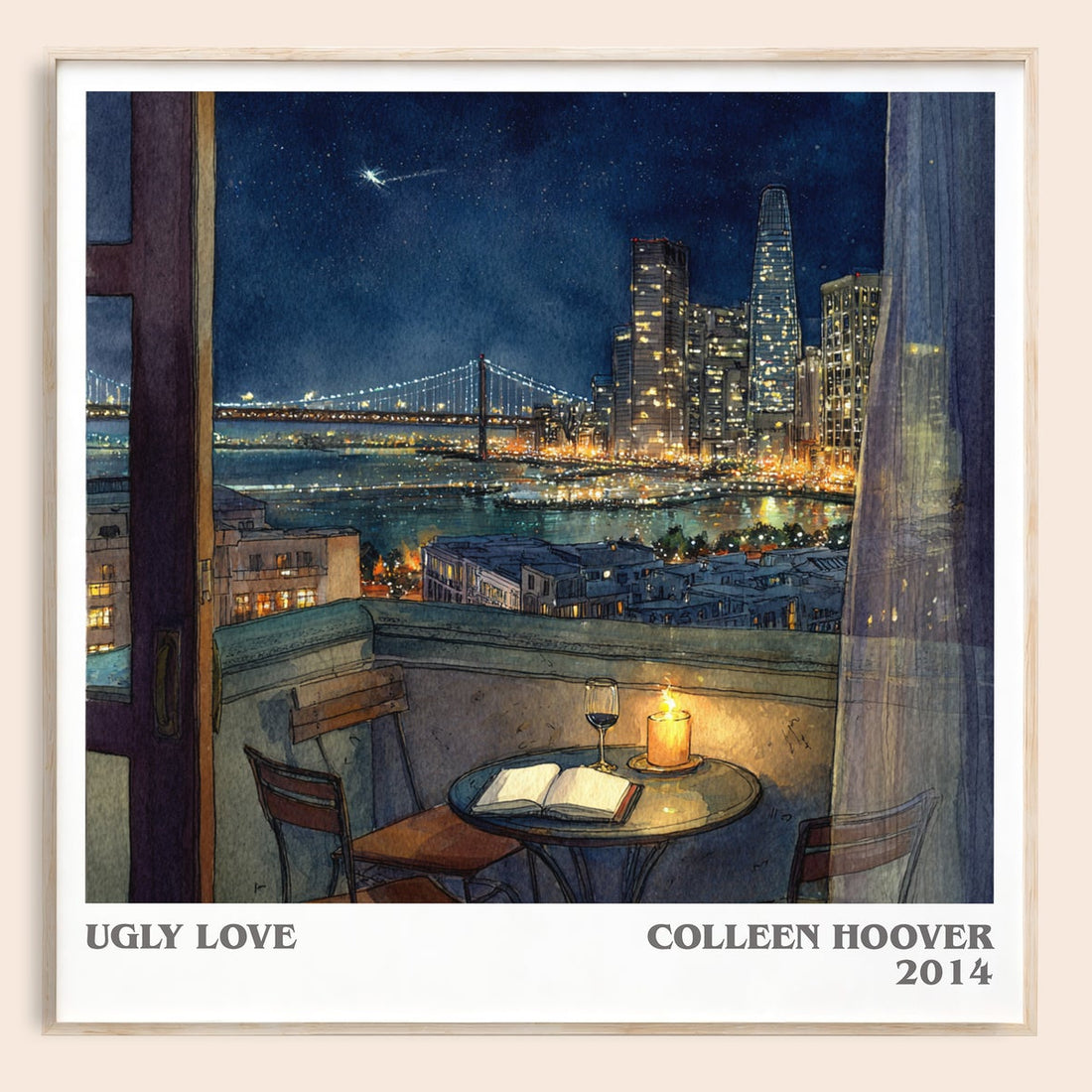 Ugly Love literary book poster by Colleen Hoover – framed literary art print