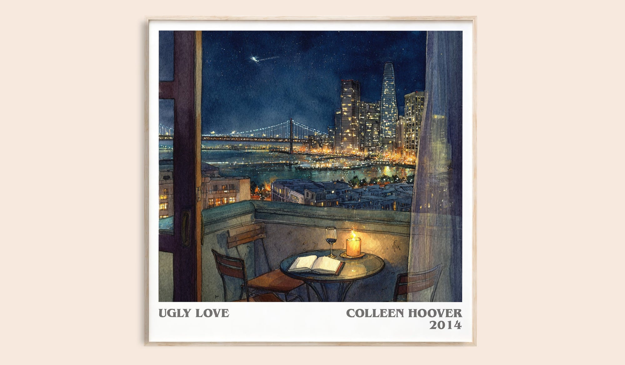 Ugly Love literary book poster by Colleen Hoover – framed literary art print
