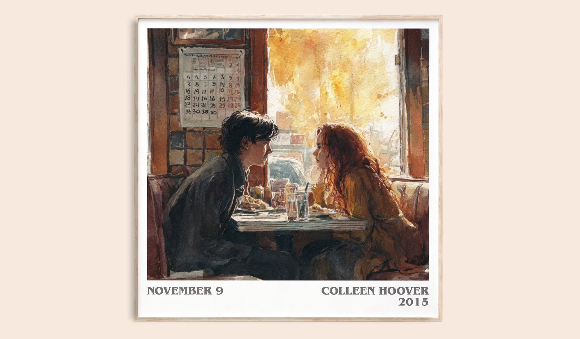 November 9 literary book poster by Colleen Hoover – framed literary art print