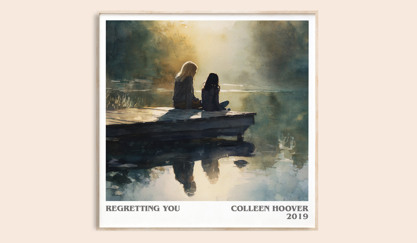 Regretting You literary book poster by Colleen Hoover – framed literary art print