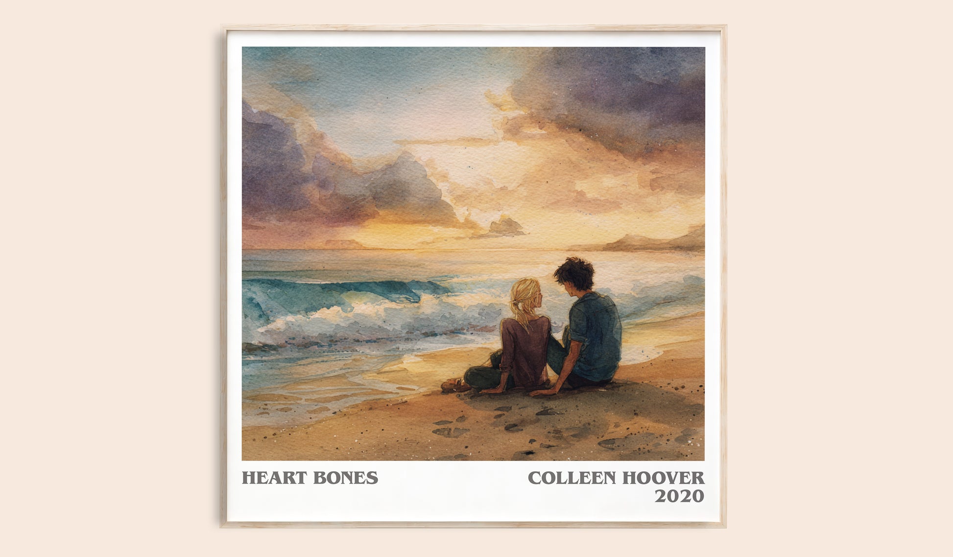 Heart Bones literary book poster by Colleen Hoover – framed literary art print