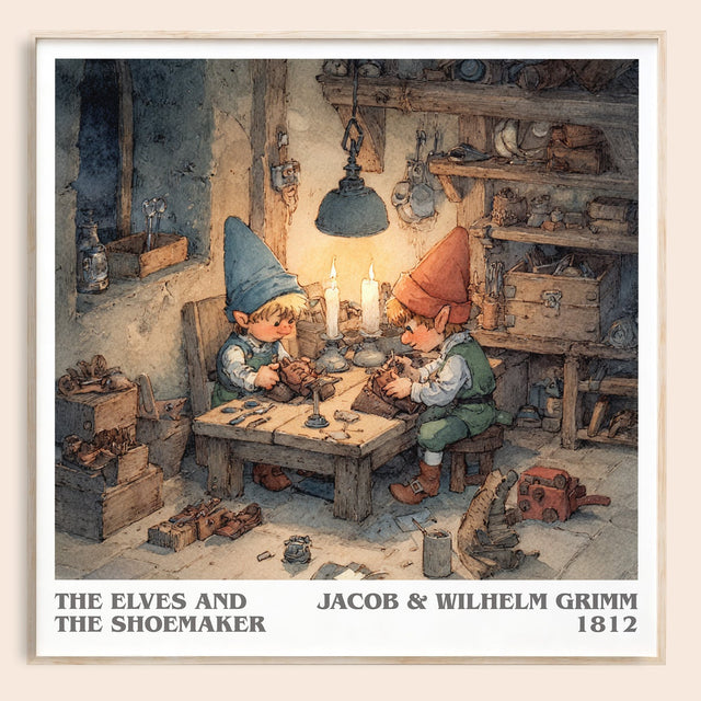 The Elves and the Shoemaker Literary Art Print by Jacob Grimm