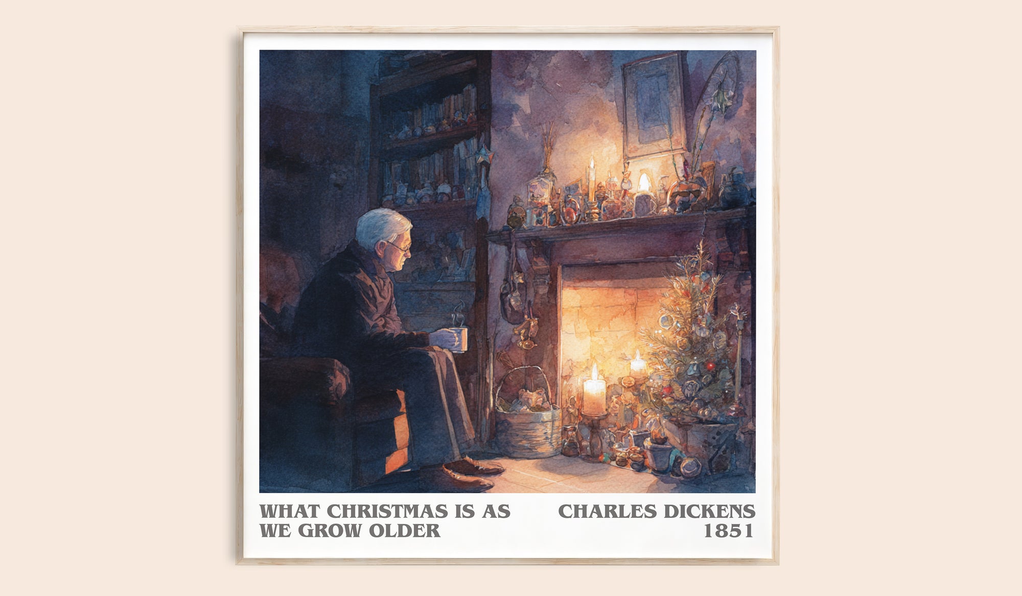 What christmas is as we grow older literary book poster by Charles Dickens – framed literary art print