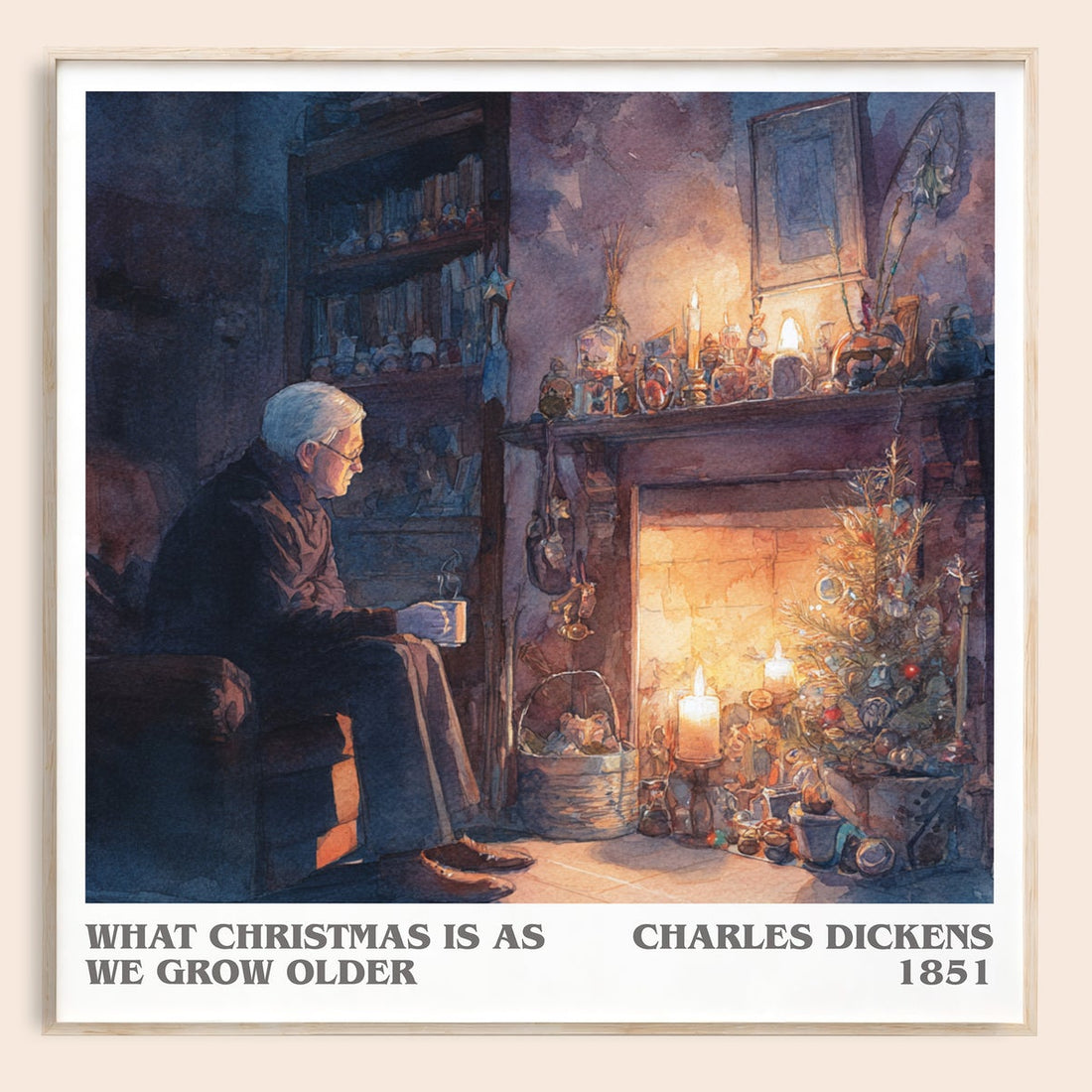 What christmas is as we grow older literary book poster by Charles Dickens – framed literary art print