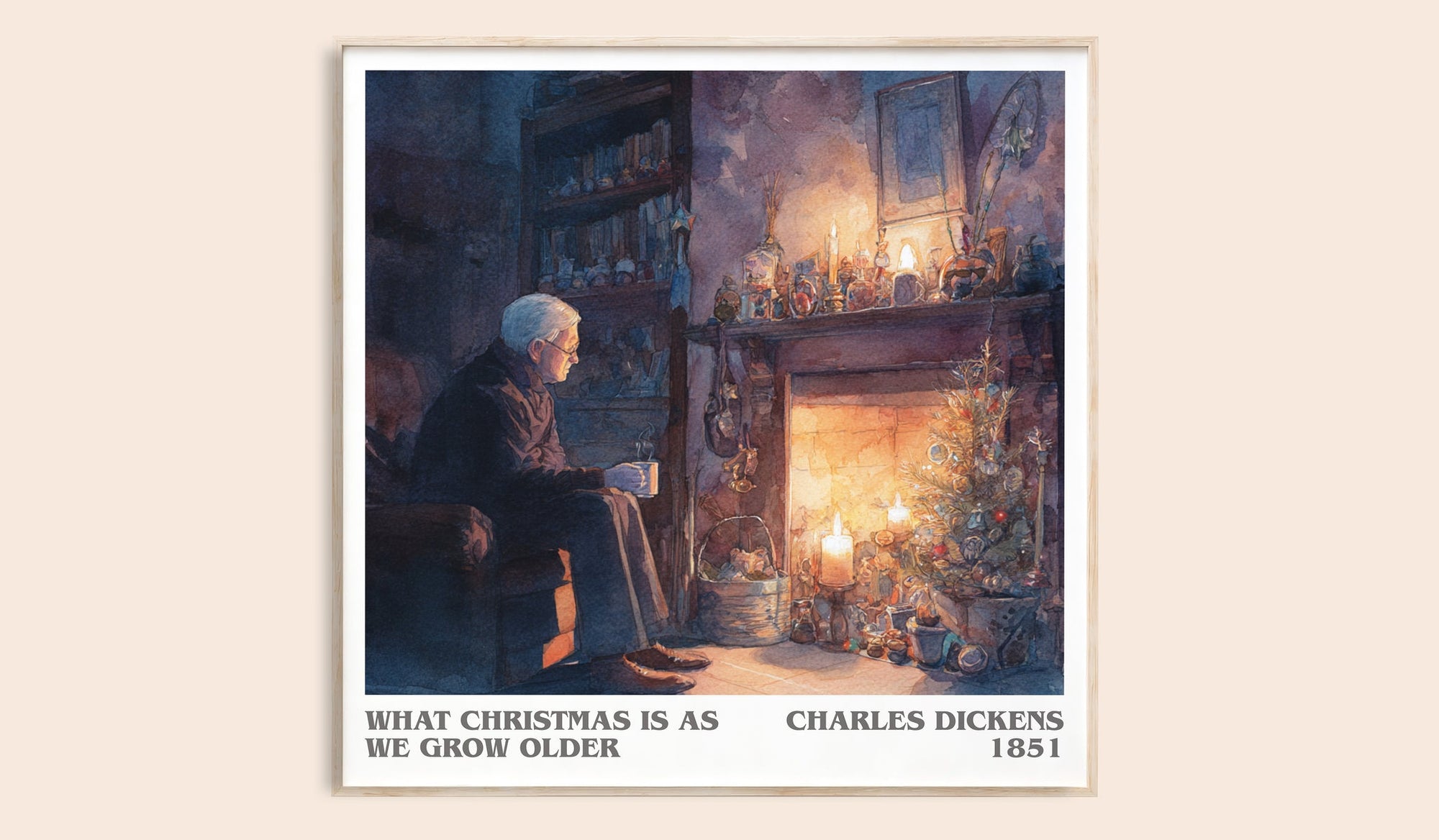 What christmas is as we grow older literary book poster by Charles Dickens – framed literary art print