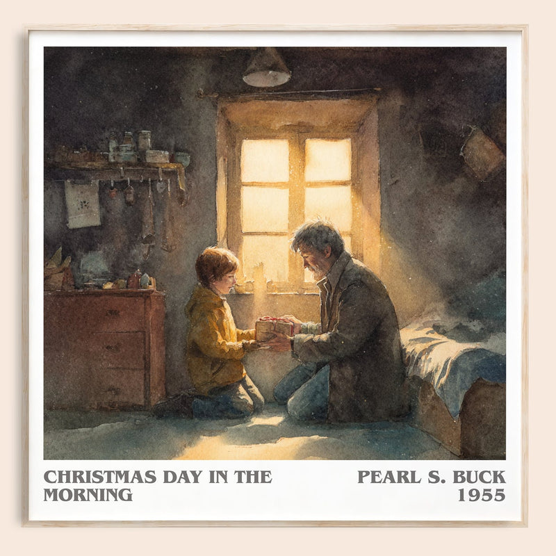 Christmas Day in the Morning literary book poster by Pearl S. Buck – framed literary art print
