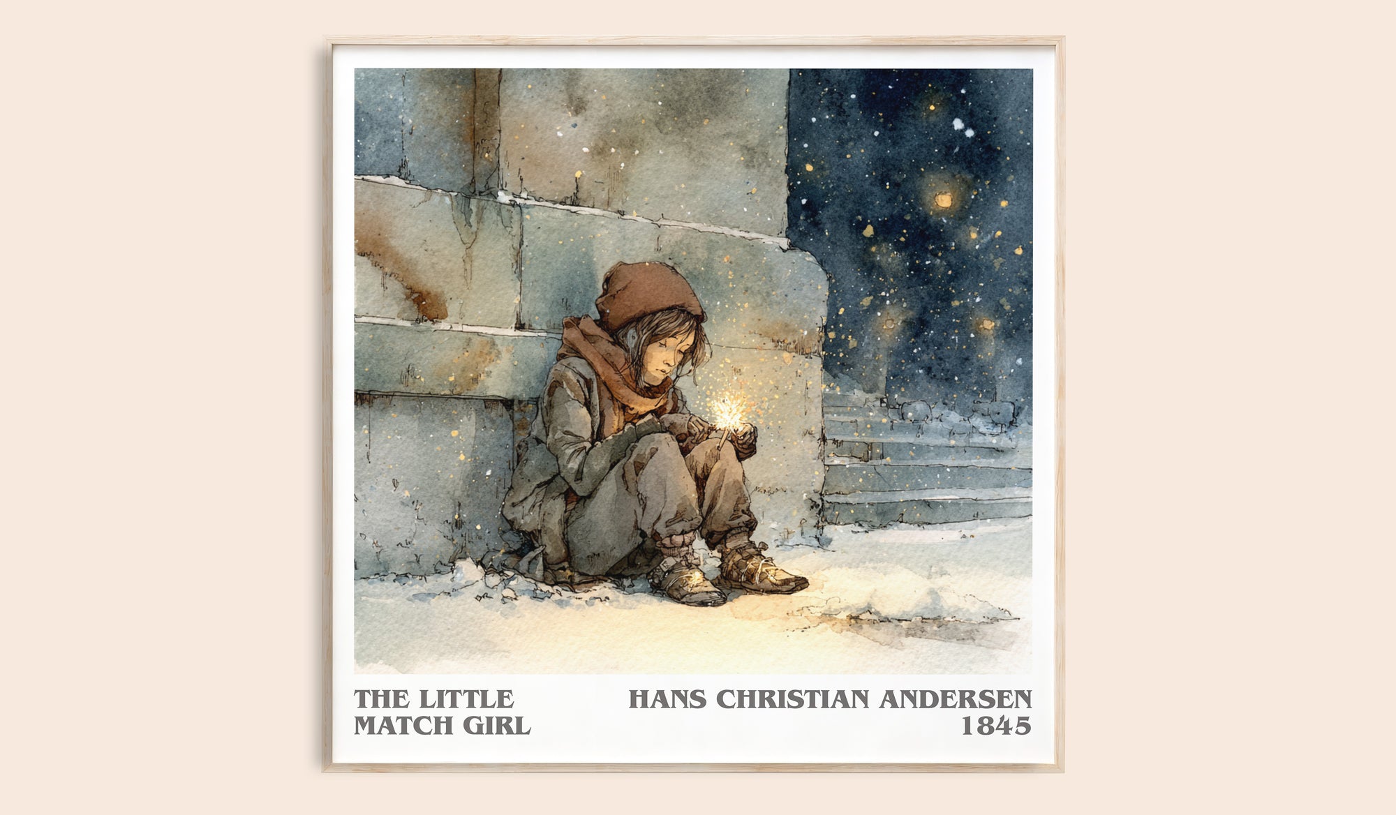 The Little Match Girl literary book poster by Hans Christian Andersen – framed literary art print
