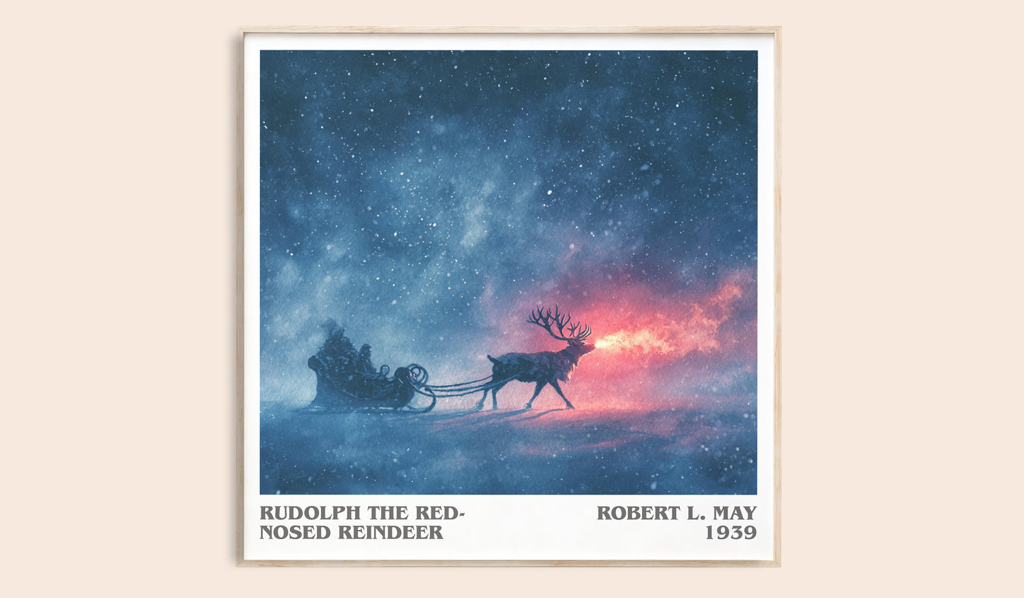 Rudolph the Red-Nosed Reindeer literary book poster by Robert L. May – framed literary art print